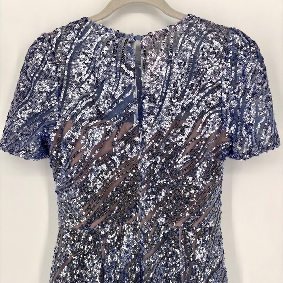 NWT Dress The Population Lia Sequin Midi Dress Sz S Blue Silver Cocktail Party - Picture 11 of 16
